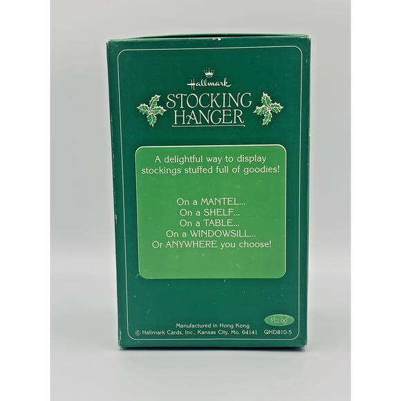 VTG 1980s Hallmark Panda Bear Candy Cane Christmas Stocking Hanger Holder In Box - Picture 7 of 9